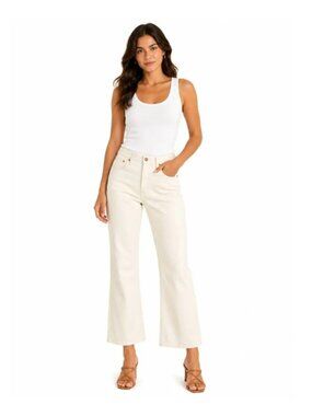 Madewell The Perfect Vintage Flare Crop Jeans Cream Off White (Ecru) Size 30